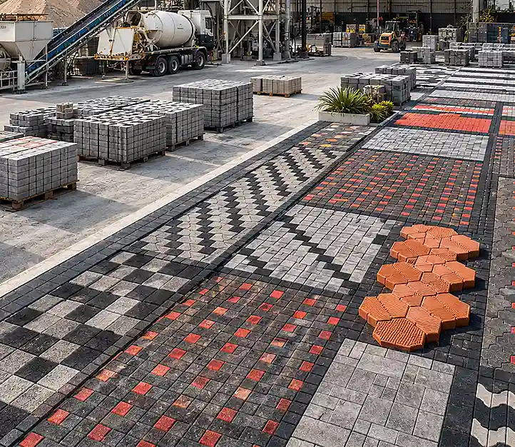 Concrete paver manufacturing and storage area